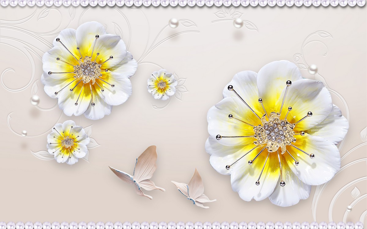 Цветы из белого кварца